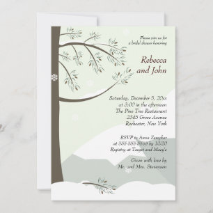 Pine Tree Hiver 5x7 nuptiale douche Invitation