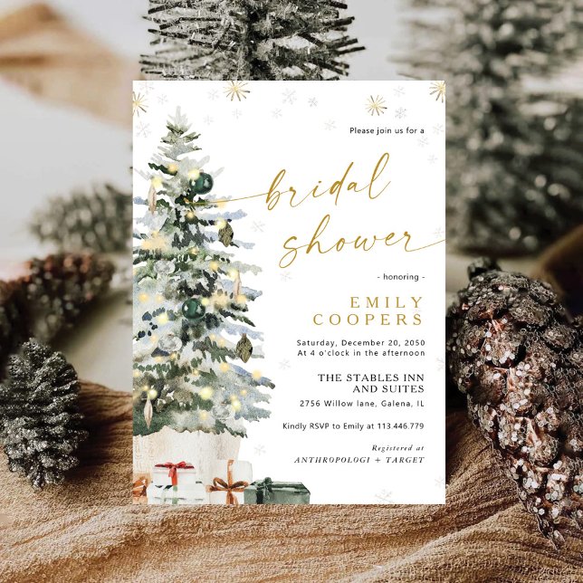 Pine Tree Noël Invitation de la douche nuptiale (Créateur téléchargé)