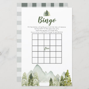 Pine Tree Rustic Adventure Bingo Games Baby shower