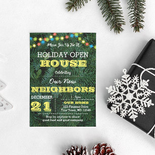 Pine Tree String Lights Invitation Jaune Fête