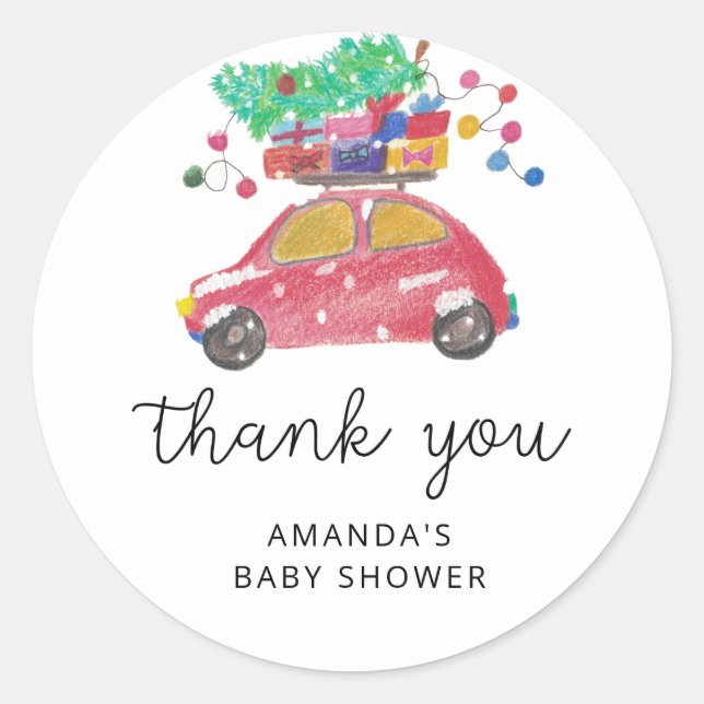 Pine tree sur autocollant de voiture rouge merci (Devant)