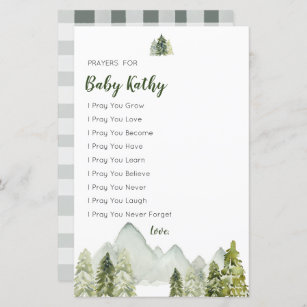 Pine Trees Aventure Baby shower Prières pour bébé