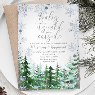 Pine Trees Baby shower d'hiver Invitation