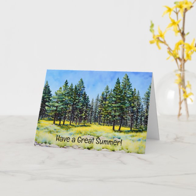 Pine Trees et carte Art Note Fleur sauvage (Fleur jaune)