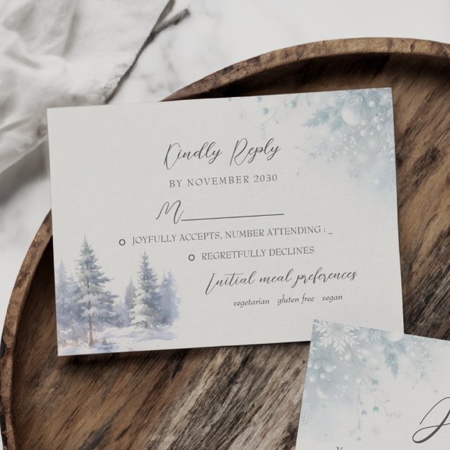 Pine Trees Mariage d'hiver Carte RSVP (Créateur téléchargé)