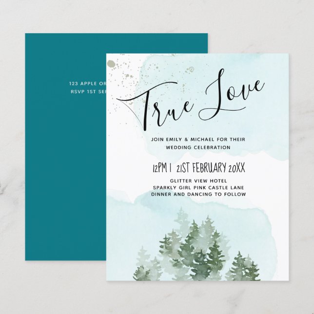 Pine Trees Teal and Sage Wedding (Devant / Derrière)
