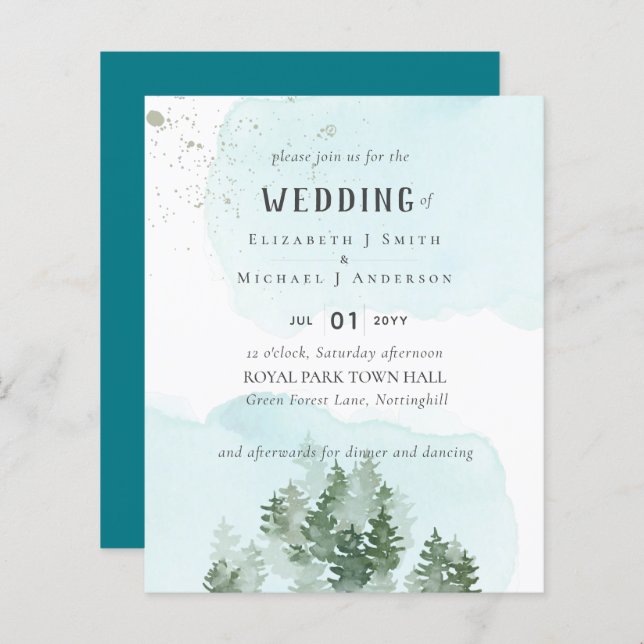 Pine Trees Teal and Sage Wedding (Devant / Derrière)