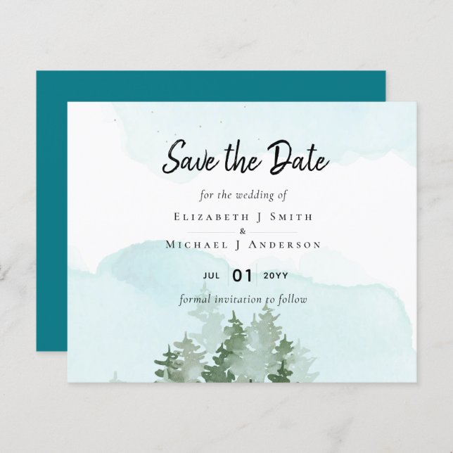 Pine Trees Teal and Sage Wedding (Devant / Derrière)