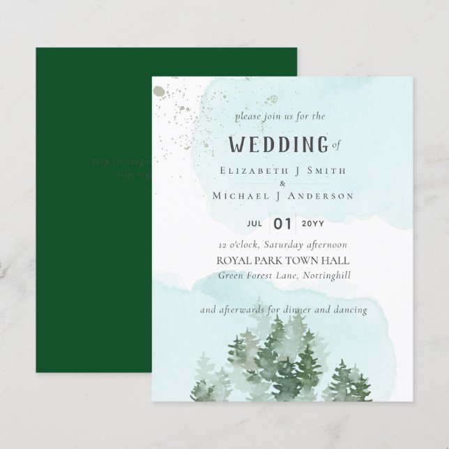 Pine Trees Teal and Sage Wedding (Devant / Derrière)