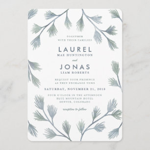 Pine Vert moderne + White Wedding Invitations