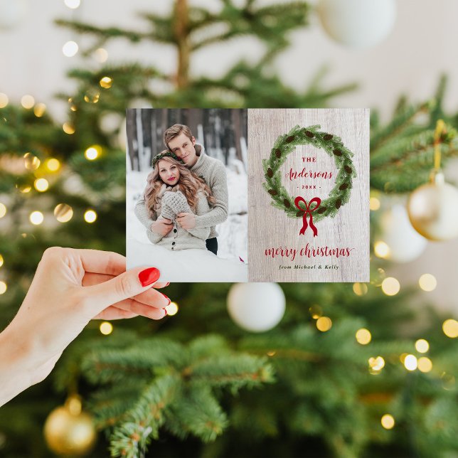 Pine Wreath Joyeux Carte photo magnétique de Noël (Créateur téléchargé)