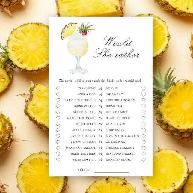 Pineapple bridal shower - Would she rather game (Créateur téléchargé)