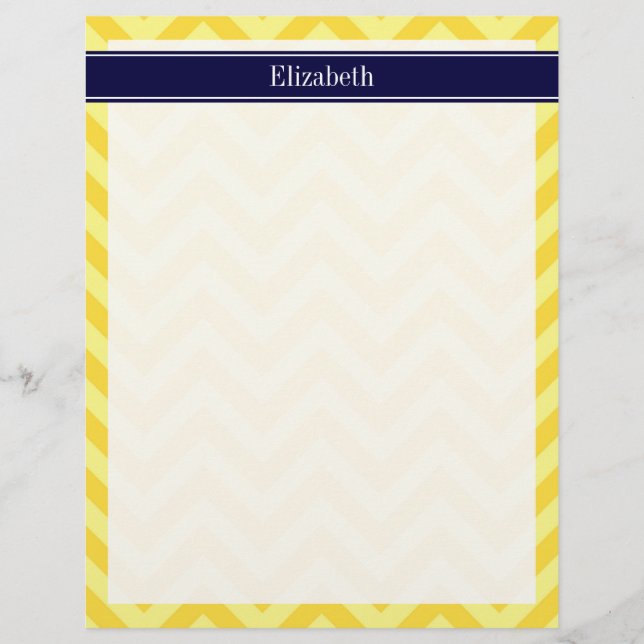 Pineapple Lt Yellow LG Chevron Navy Nom monogram (Devant)