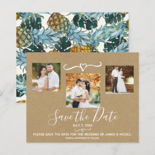 Pineapples Tropicaux Mariage Photo Save the Date