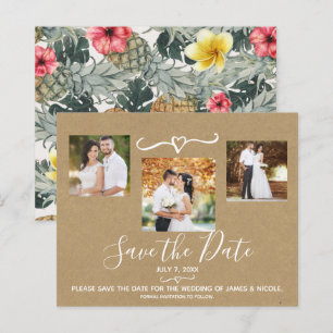 Pineapples Tropicaux Mariage Photo Save the Date