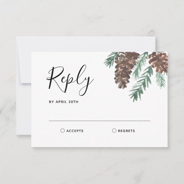 Pinecone d'hiver | Réponse RSVP de mariage (Devant)