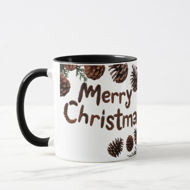 Pinecone rustique Joyeux Noël Combo Mug (Gauche)