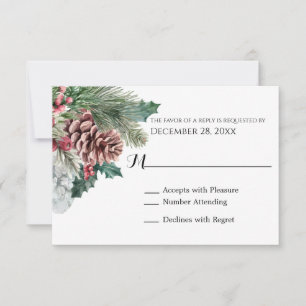 Pinecones d'hiver et carte Holly RSVP