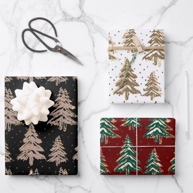 pinède or speckles papier d'emballage de vacances  (Recto)