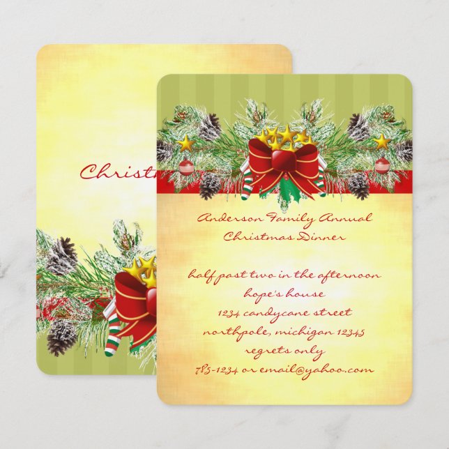 Pinery Noël Dîner Invitation Invitations de la fêt (Devant / Derrière)
