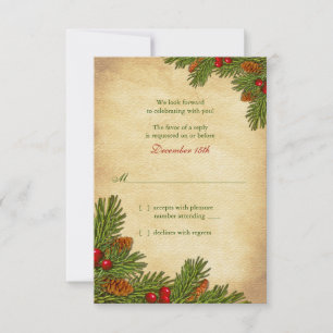 Pines Boughs Fête Mariage d'hiver Carte RSVP