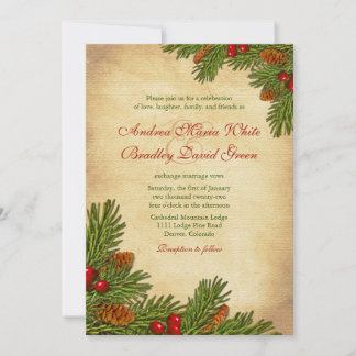 Pines Boughs Vacances Hiver Mariage Invitation