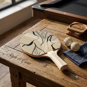 Ping Pong Art floral contemporain style raquette de ping-pon
