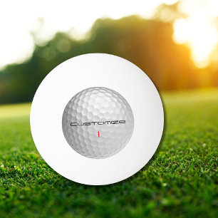 Ping Pong Balle de golf blanche texturée avec nom et numéro 