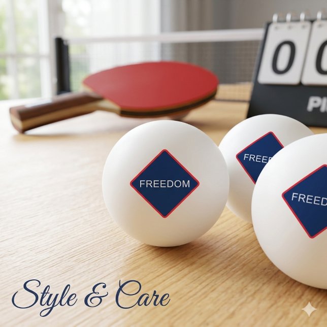 Ping Pong Conception de balle de ping-pong personnalisée ave (Freedom Text Custom Ping Pong Ball Design)