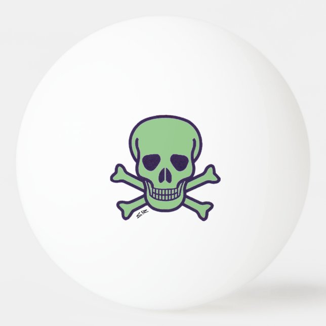 Ping Pong Crâne vert 1 étoile balle de ping-pong (Devant)