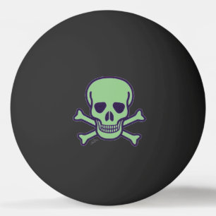 Ping Pong Crâne vert 1 étoile balle de ping-pong noire
