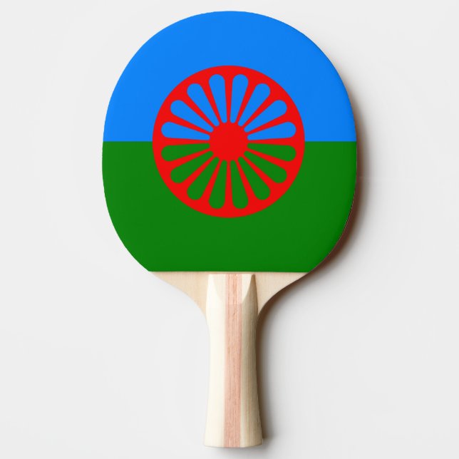 Ping Pong Drapeau officiel romani des gitans Raquette de pin (Dos)