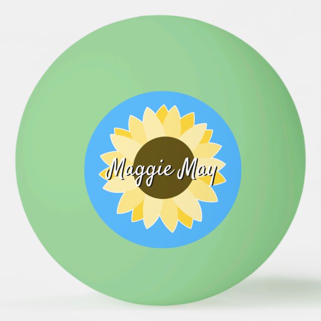 Ping Pong Fleurs de soleil sur Bleu ping-pong balle (Devant)