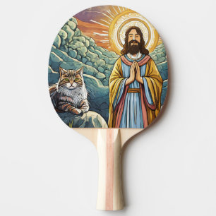 Ping Pong Jésus avec une raquette de ping-pong à chat !