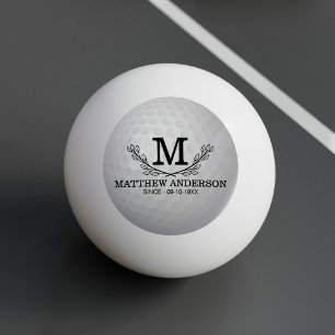 Ping Pong Motif de balle de golf personnalisé Nom Monogramme