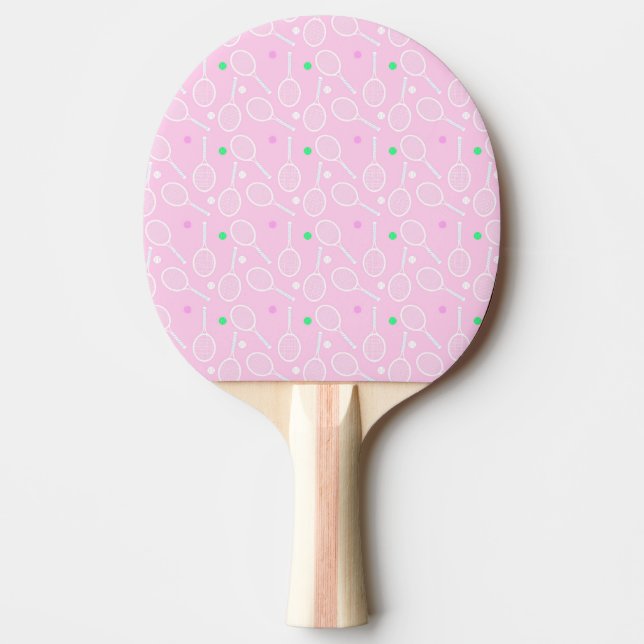 Ping Pong Motif de raquette de tennis Pastel Pink (Devant)