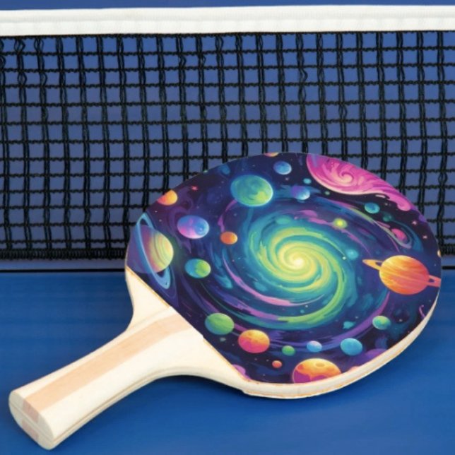 Ping Pong Raquette de ping-pong à rotation planétaire (Space Ping Pong Paddle – 6"x 6.25"strike pad. Ergonomic handle quality laminated hardwood.)