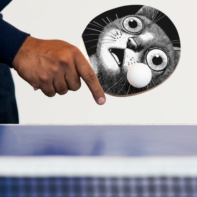 Ping Pong Raquette de ping-pong chat drôle noir et blanc (Insitu)