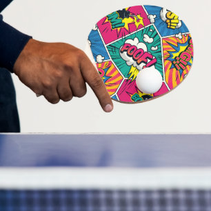 Ping Pong Raquette de ping-pong en pop art de bande dessinée