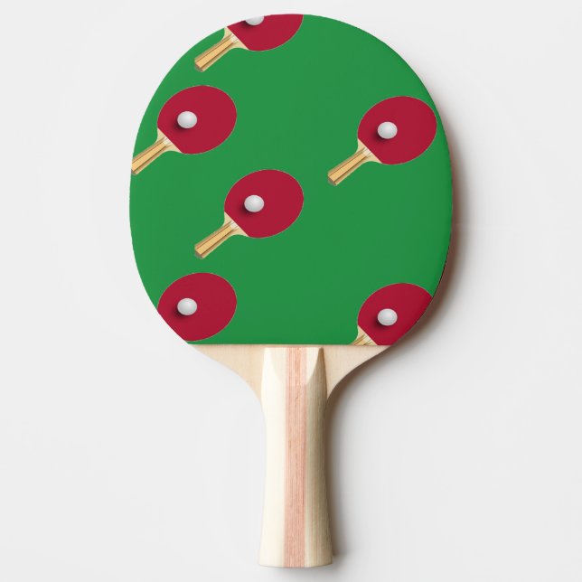 Ping Pong Raquette de ping-pong et boule sur vert (Devant)
