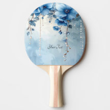 Raquette de ping-pong Fleurs bleues et perles