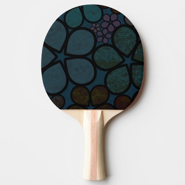 Ping Pong Raquette de ping-pong florale sombre texturée mode (Devant)