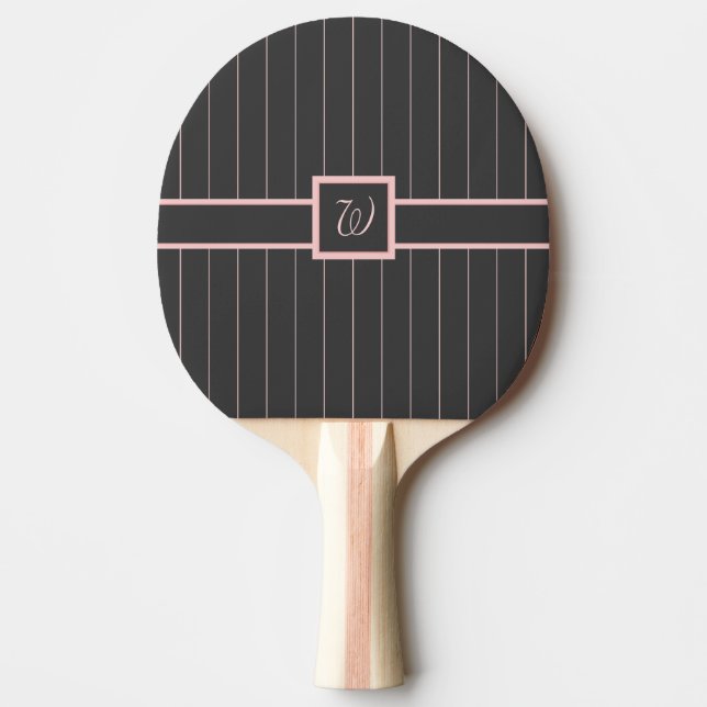 Ping Pong Raquette de ping-pong noire avec rayures roses (Devant)