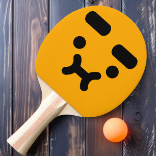 Ping Pong Raquette de ping-pong orange visage mignon confus 