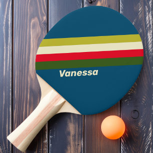 Ping Pong Raquette de ping-pong rayée Rugby Rétro avec nom