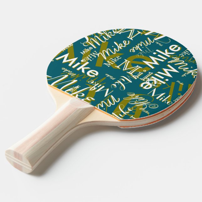 Ping Pong Raquette de tennis de table Cool avec nom bleu-ver (Devant Angle)