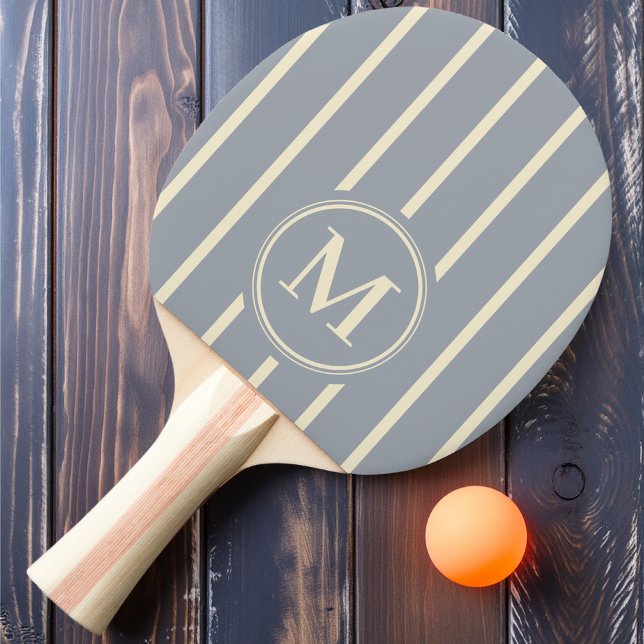 Ping Pong Rayure Monogramme Couleur Gris Colombe Raquette de (Créateur téléchargé)