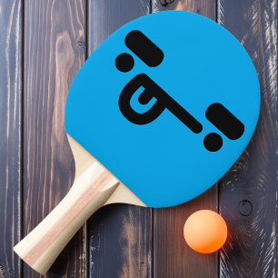 Ping Pong Visage confus vilain Raquette de ping-pong bleue