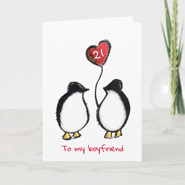 Pingouin 21e anniversaire ou toute carte de petit  (Devant)