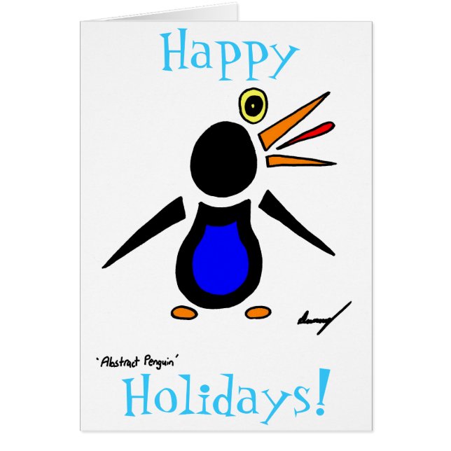 Pingouin Abstrait 'Joyeuses Fêtes ! ' Carte (Devant)
